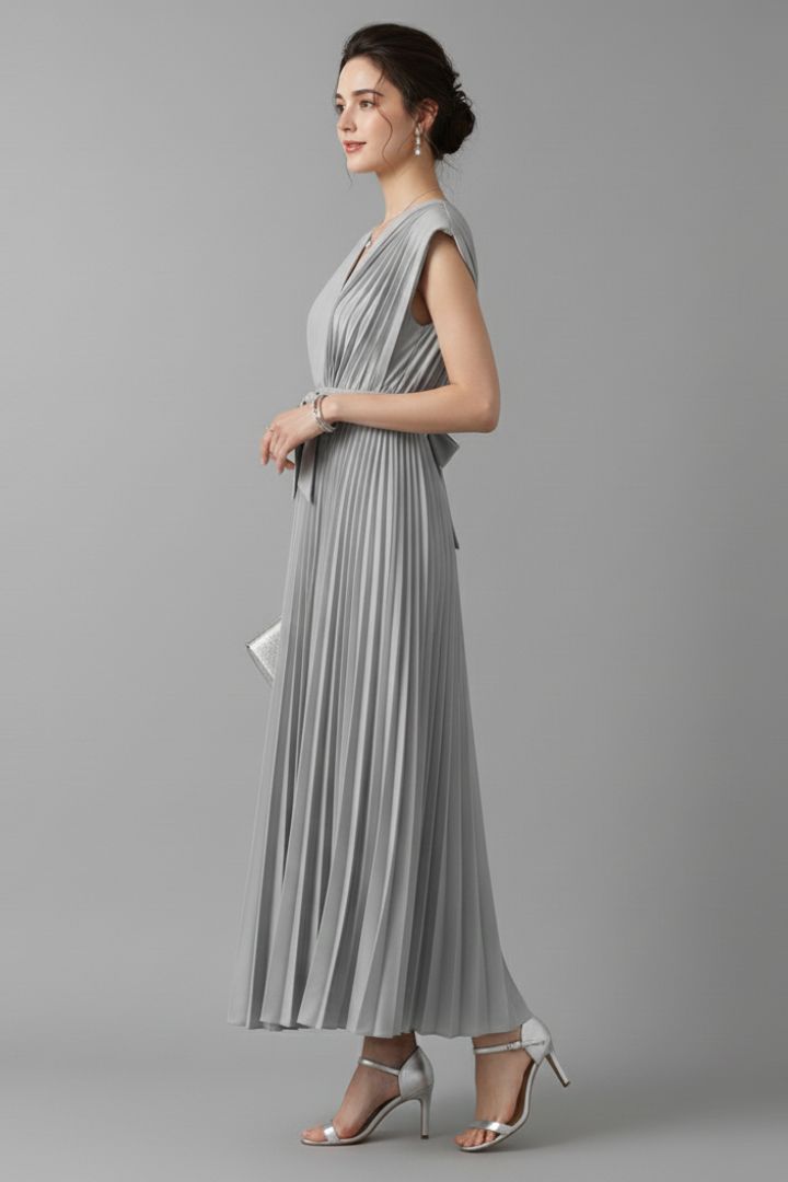 Women’s Dress with V-Neck and Tie-Back Design