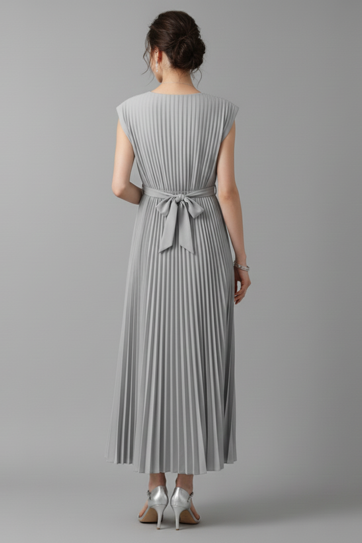 Women’s Dress with V-Neck and Tie-Back Design