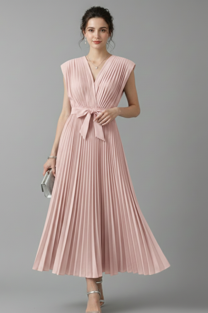 Women’s Dress with V-Neck and Tie-Back Design