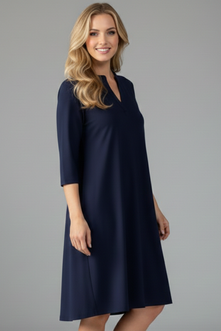 Women’s Dress with V-Neckline and Short Sleeves