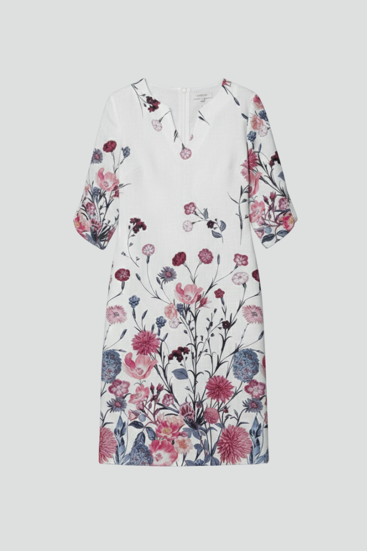 Women’s Dress with V Neck and Floral Pattern