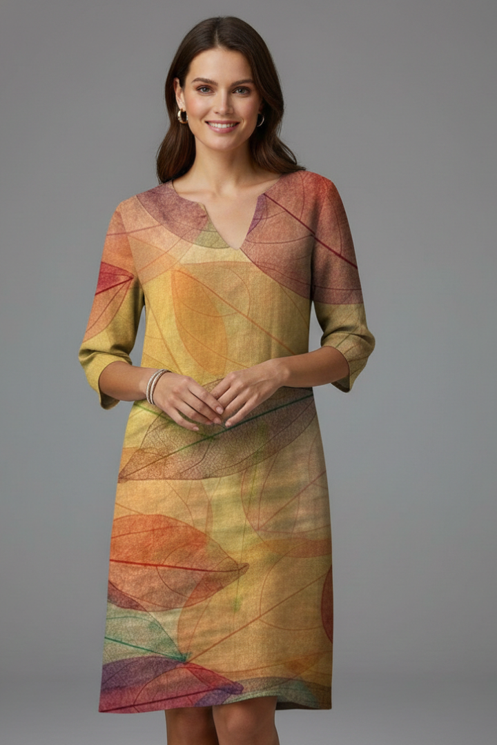 Women’s Dress with V Neck and Floral Pattern