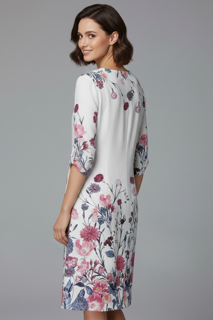 Women’s Dress with V Neck and Floral Pattern