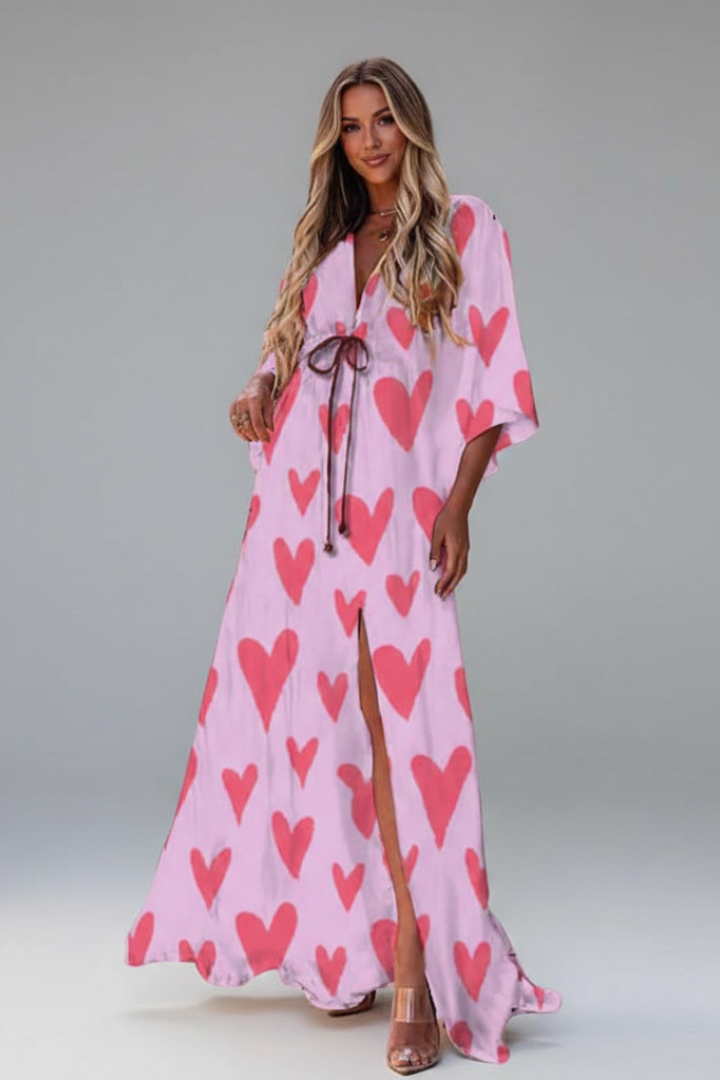 Women’s Dress with V Neck and Long Sleeves