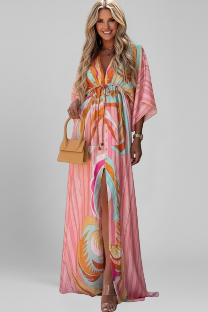 Women’s Dress with V Neck and Long Sleeves