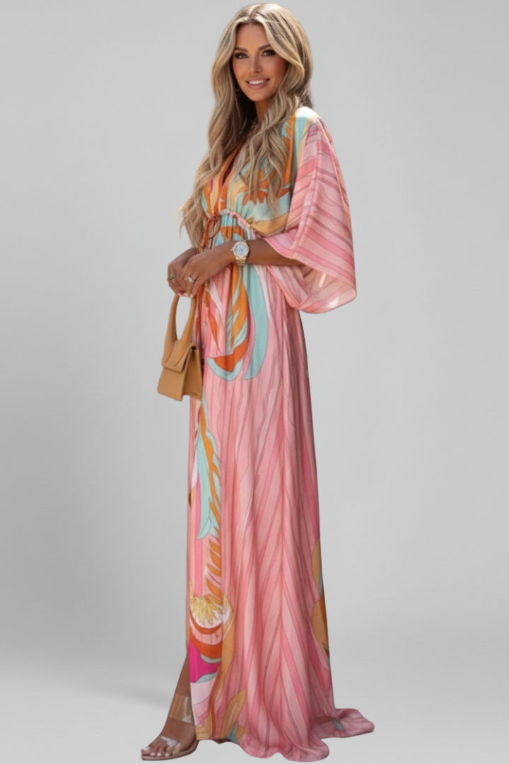 Women’s Dress with V Neck and Long Sleeves