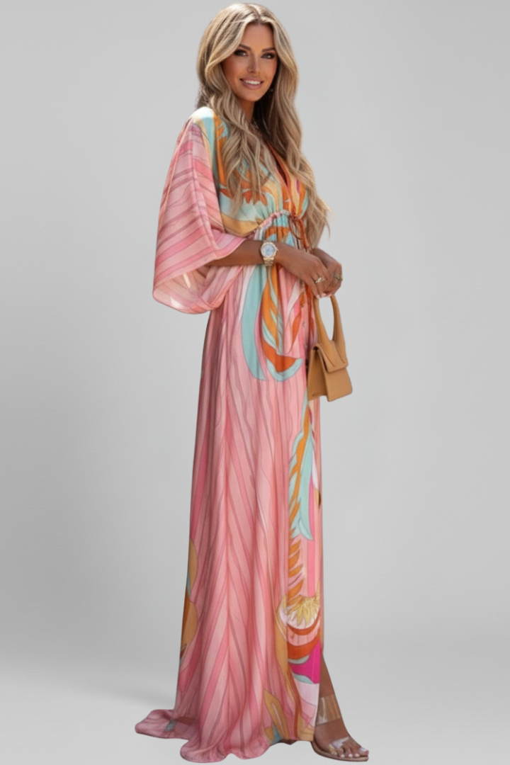 Women’s Dress with V Neck and Long Sleeves