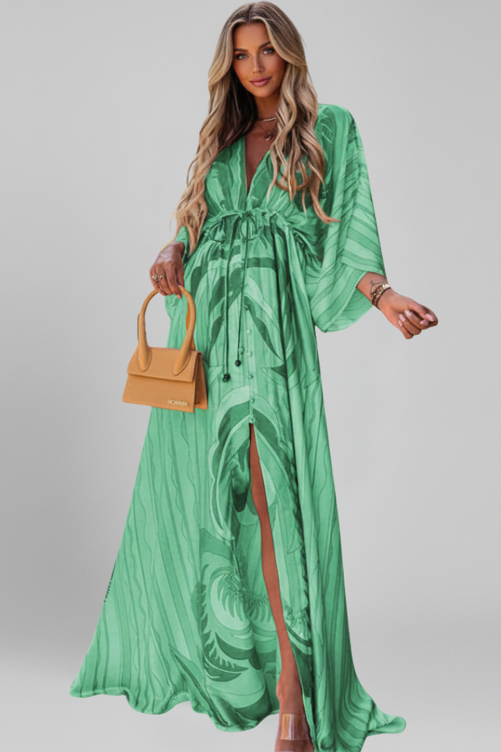 Women’s Dress with V Neck and Long Sleeves