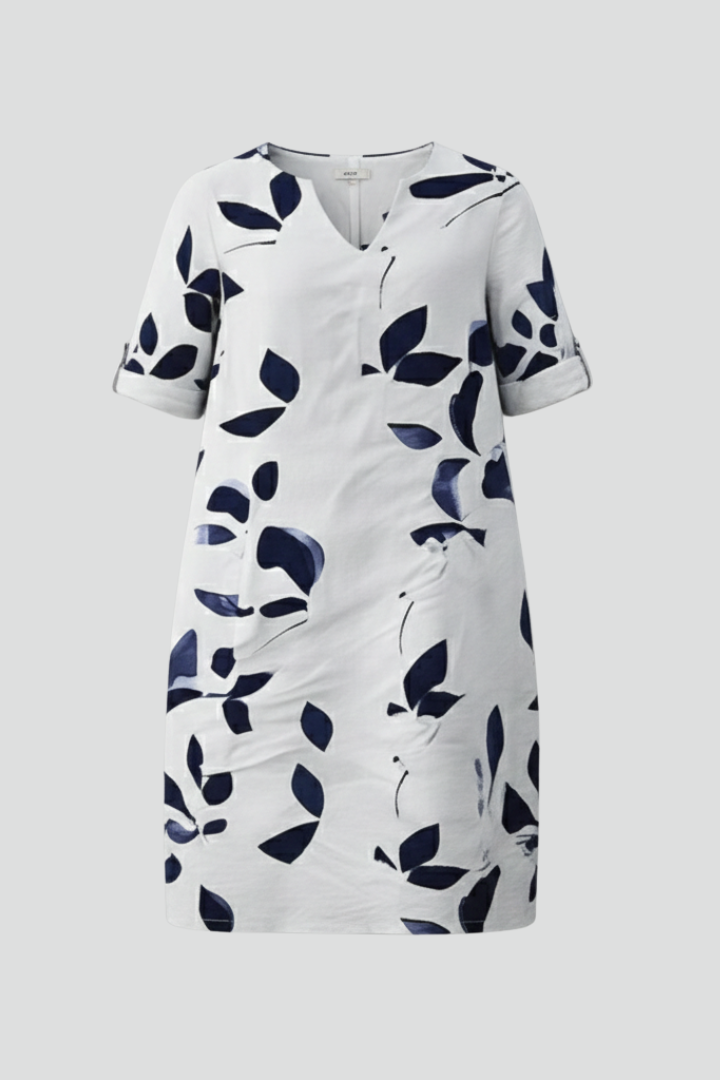 Women’s Dress with V Neck and Short Sleeves