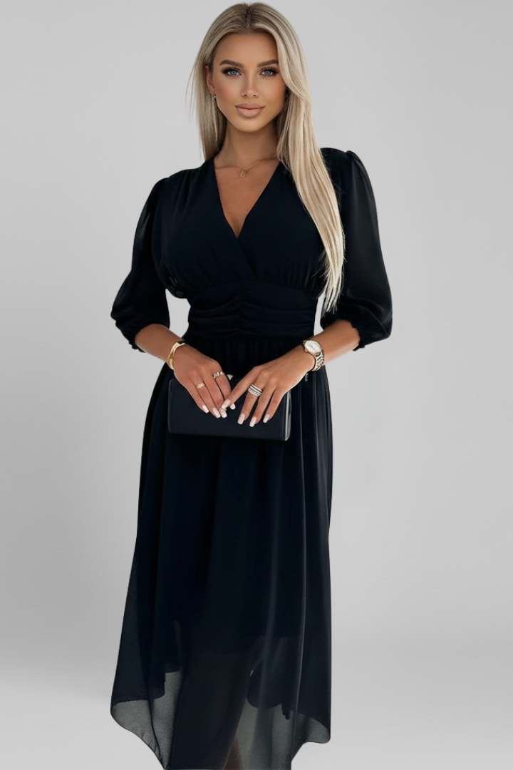 Women’s Dress with V Neck and Wrap Waist