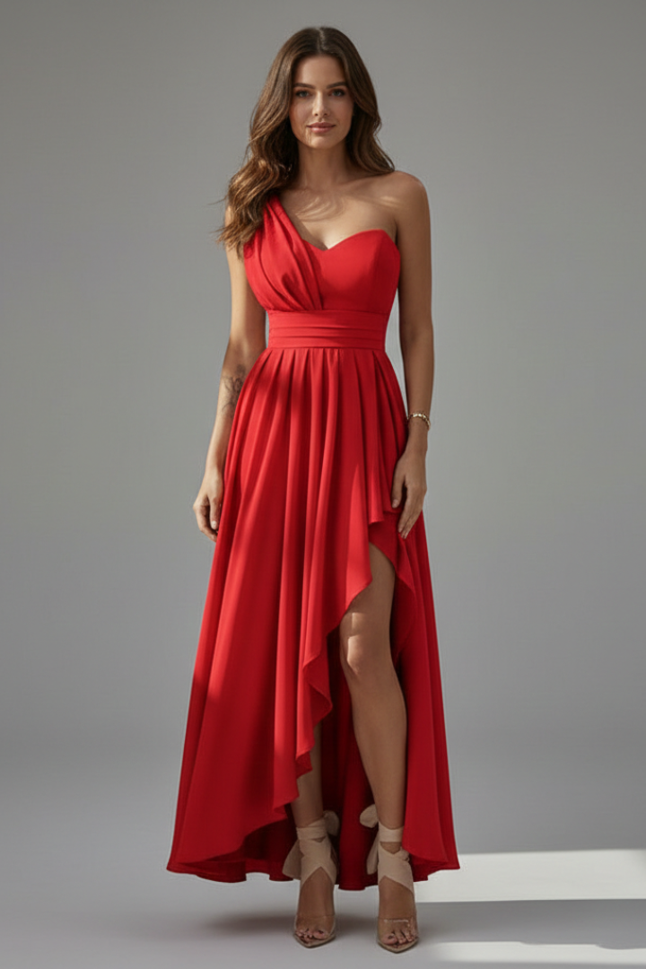 Women's Dress with V Neckline and High Waist