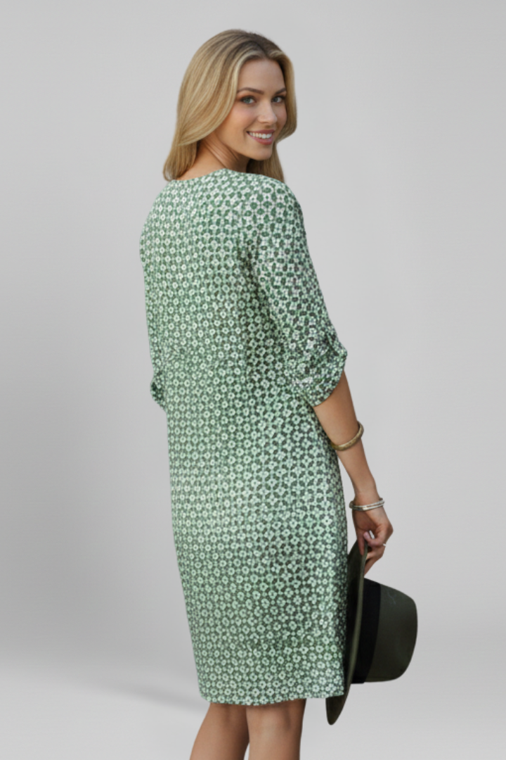 Women’s Dress with V Neckline and Short Sleeves