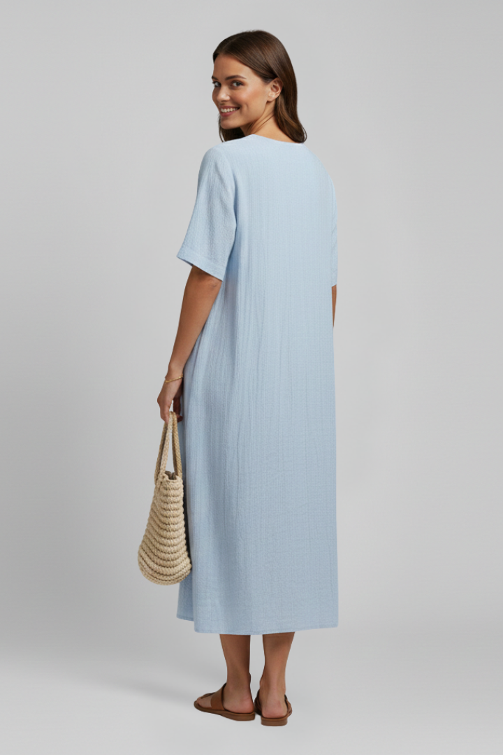 Women’s Dress with V Neckline and Short Sleeves