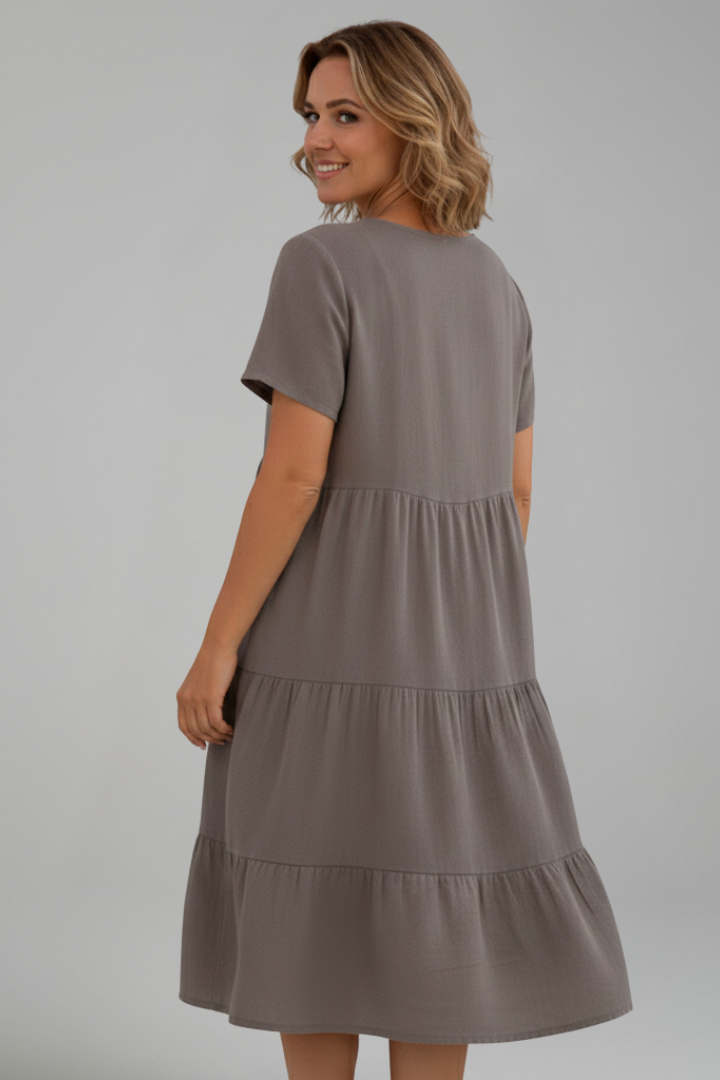 Women’s Dress with V Neckline and Short Sleeves