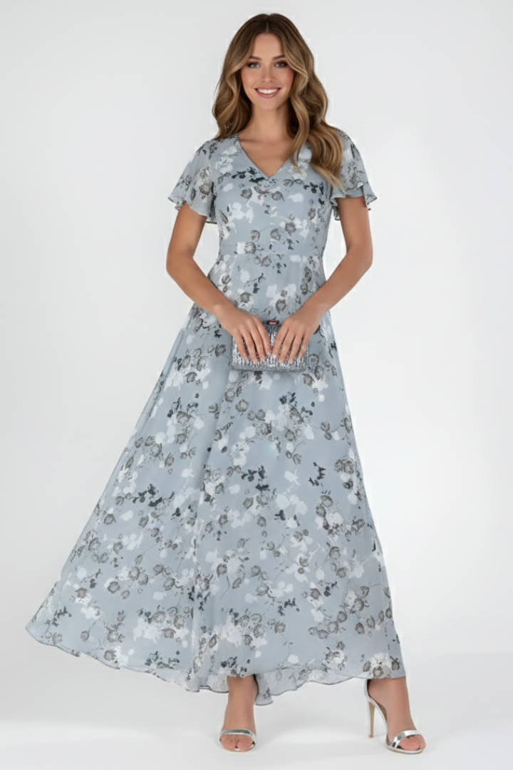 Women’s Dress with V Neckline and Waist Tie