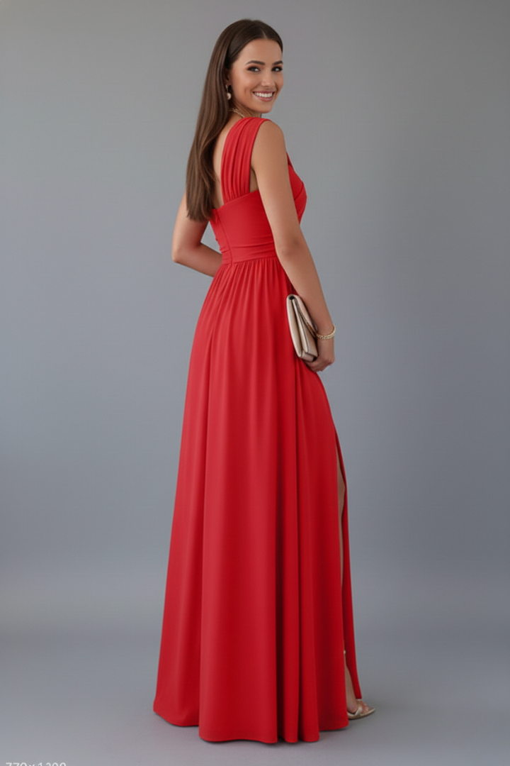 Women’s Floor-Length Dress with One-Shoulder Slit