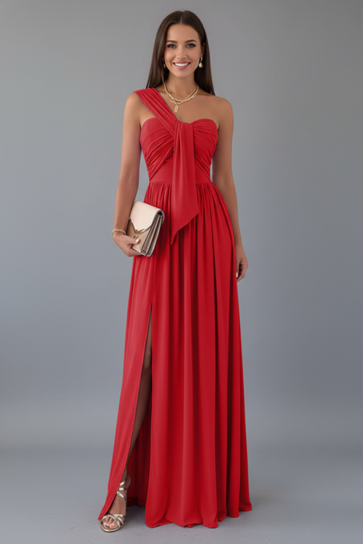 Women’s Floor-Length Dress with One-Shoulder Slit