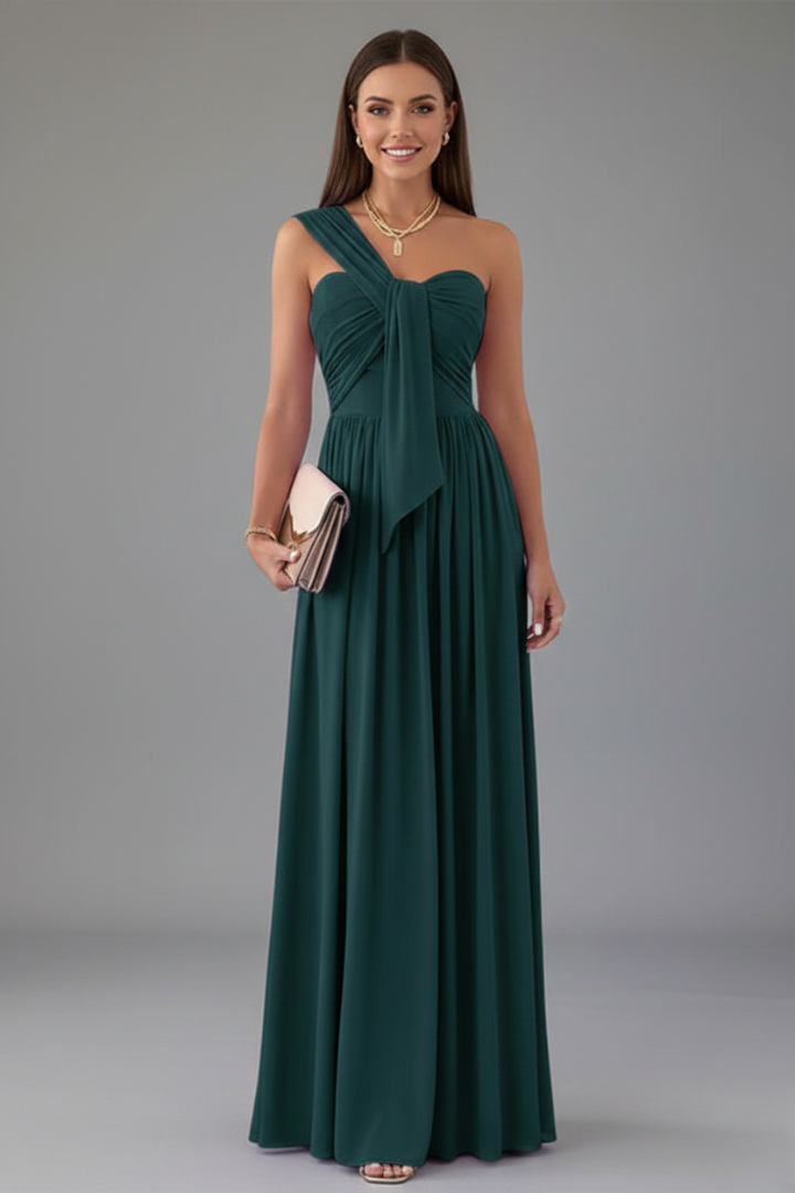 Women’s Floor-Length Dress with One-Shoulder Slit