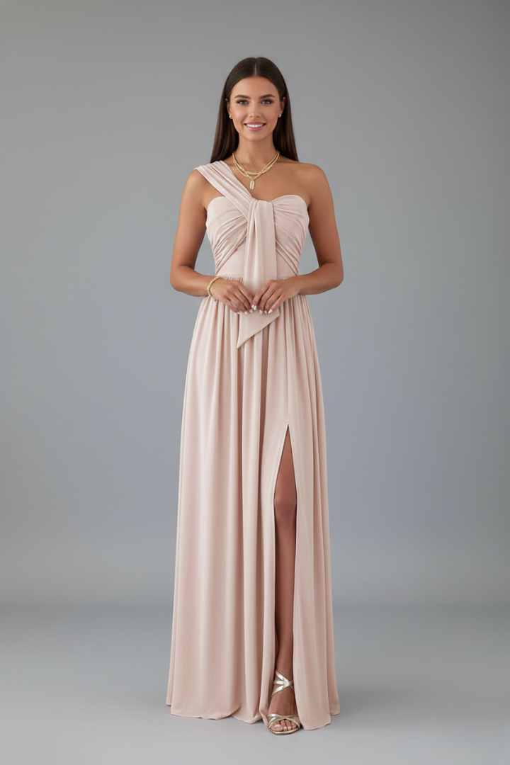 Women’s Floor-Length Dress with One-Shoulder Slit