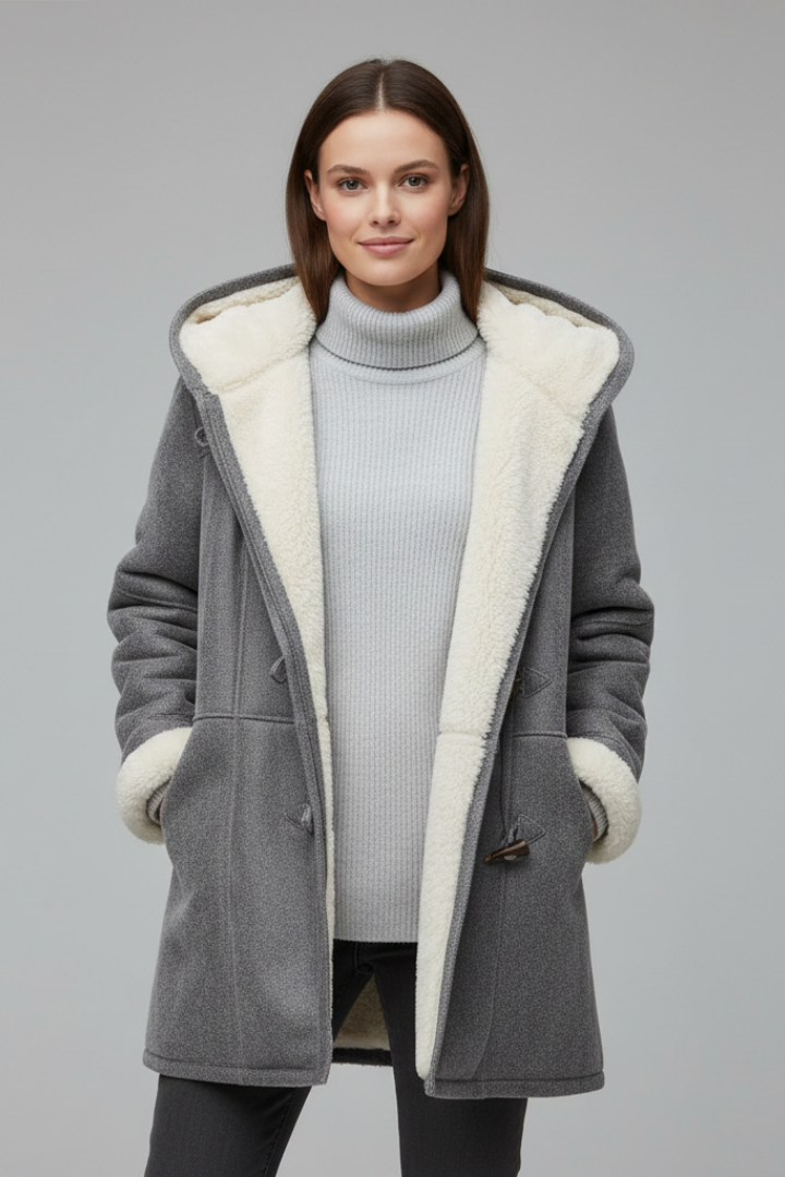 Women’s Hooded Coat with Toggle Fastening and Pockets