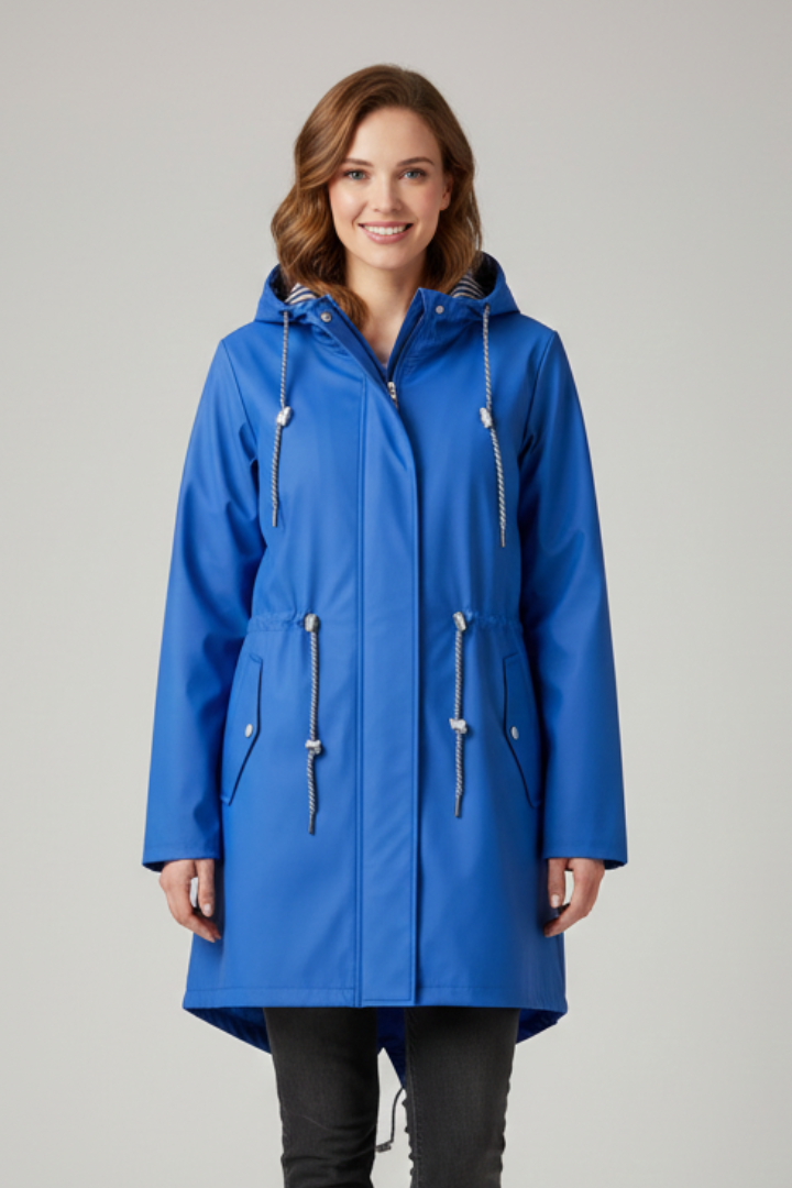 Women’s Hooded Coat with Zip and Front Pockets