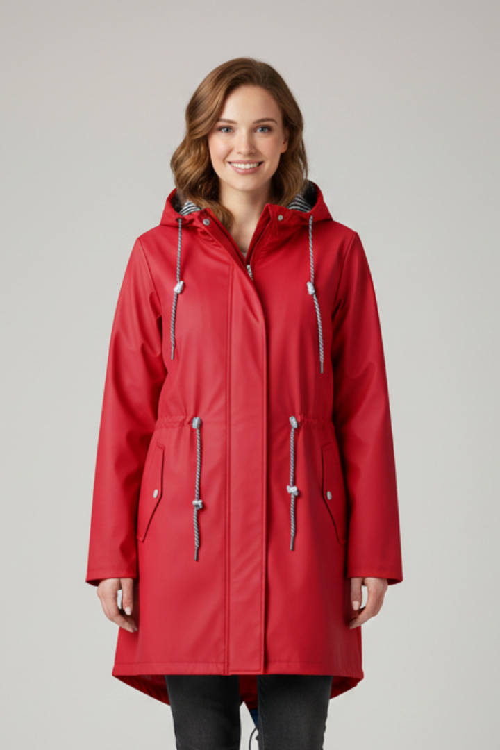 Women’s Hooded Coat with Zip and Front Pockets