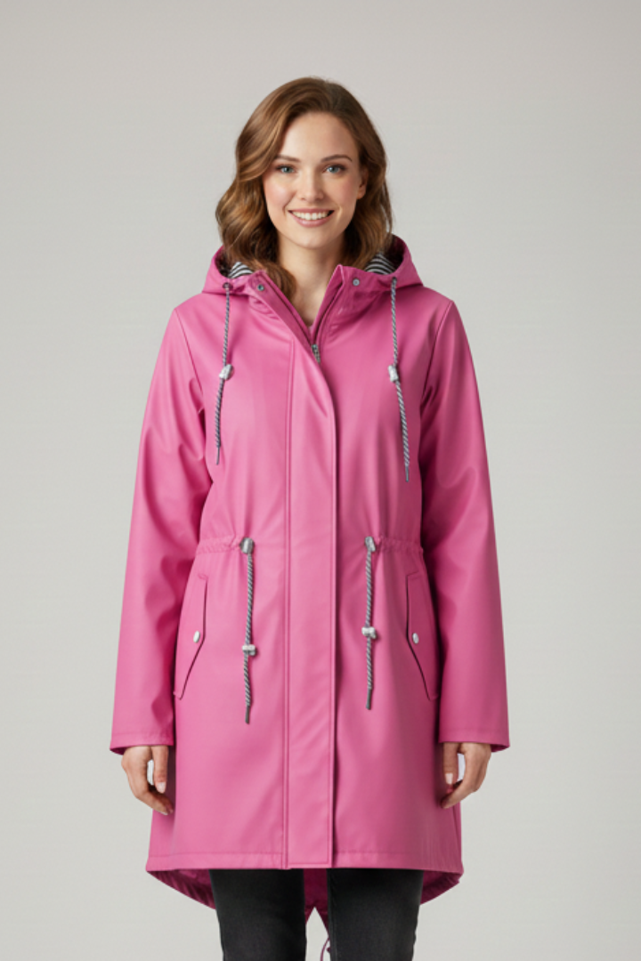 Women’s Hooded Coat with Zip and Front Pockets