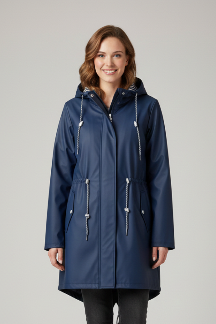 Women’s Hooded Coat with Zip and Front Pockets