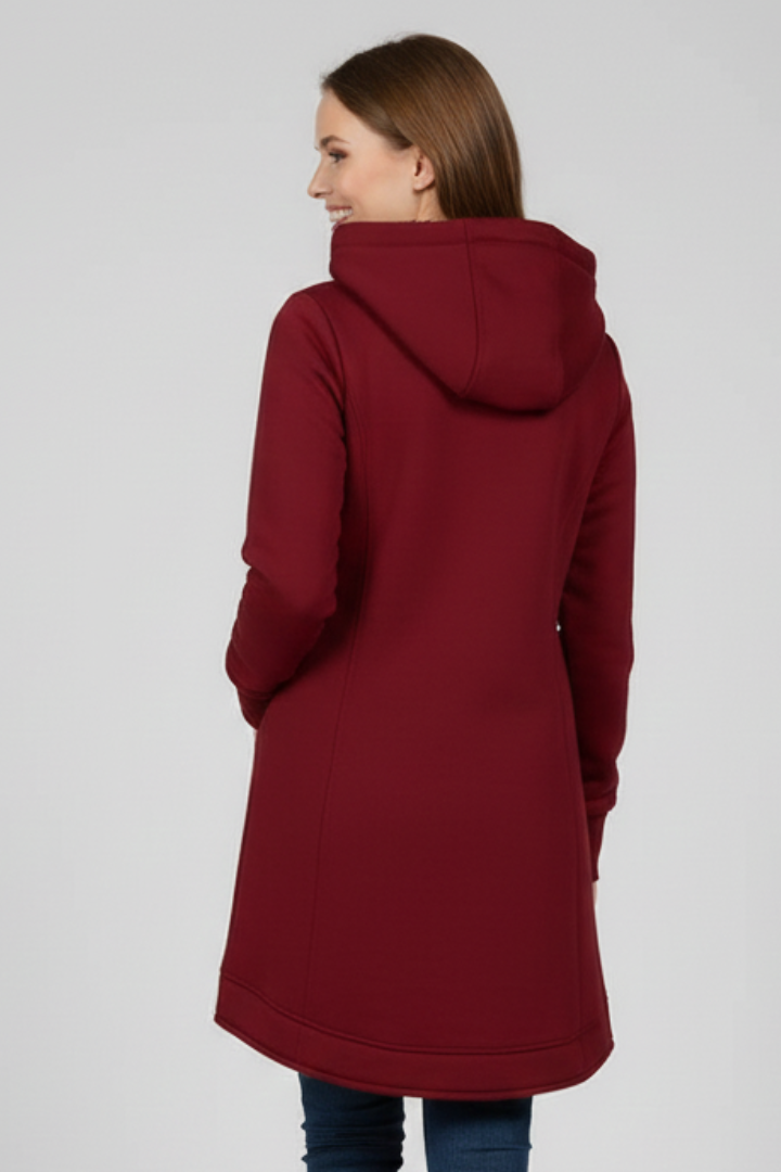 Women’s Hooded Jacket with Asymmetrical Zip and Pockets