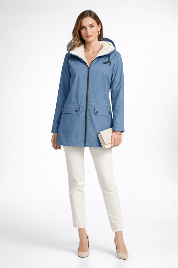 Women’s Hooded Trench Coat with Dual Fastening