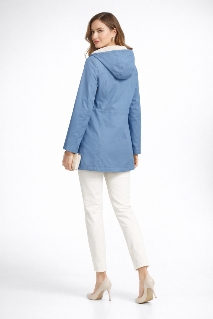 Women’s Hooded Trench Coat with Dual Fastening