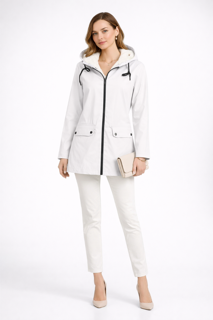 Women’s Hooded Trench Coat with Dual Fastening