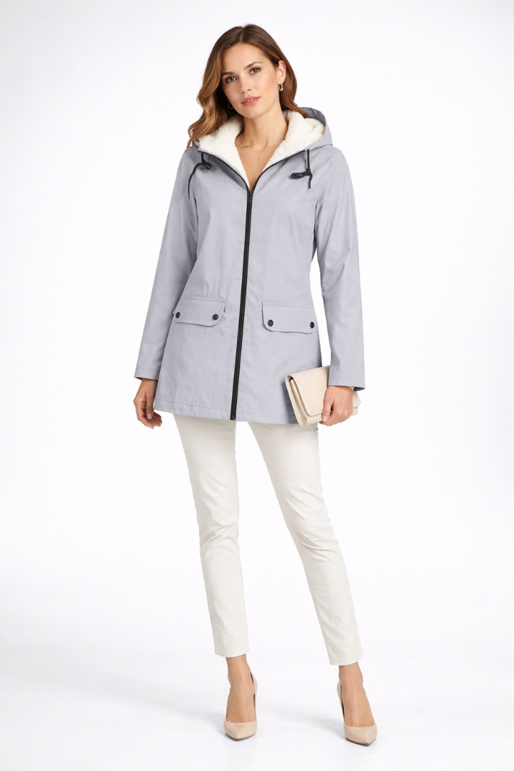 Women’s Hooded Trench Coat with Dual Fastening