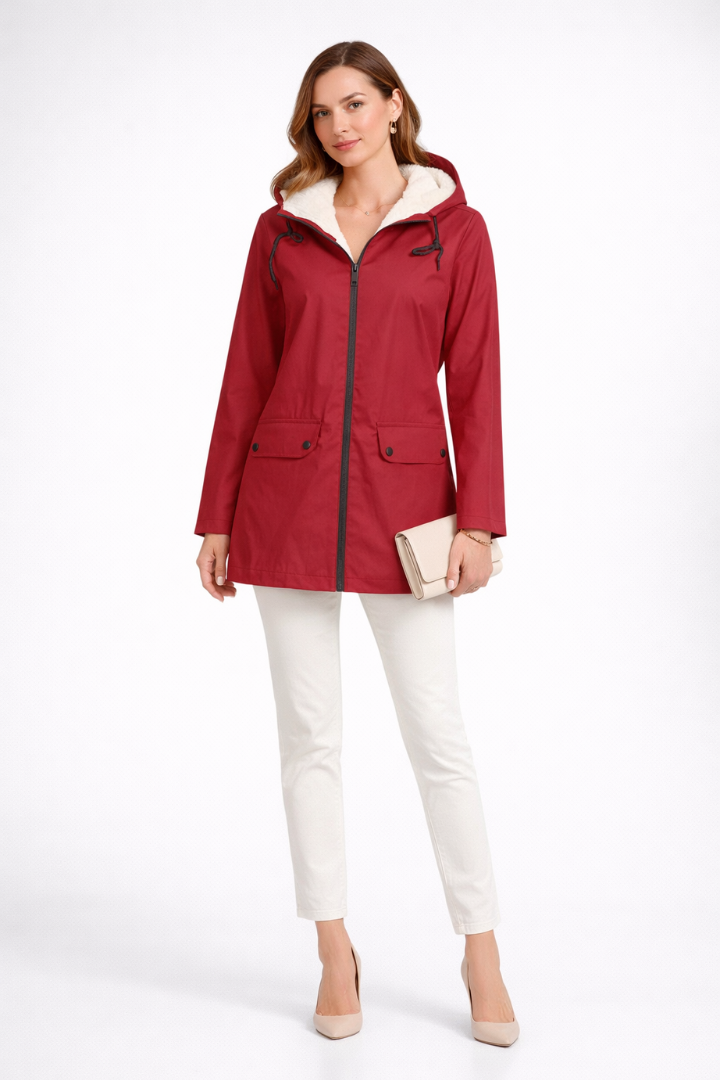 Women’s Hooded Trench Coat with Dual Fastening