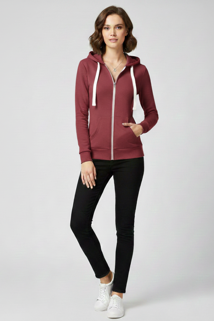 Women’s Hoodie with Front Zipper and Kangaroo Pockets
