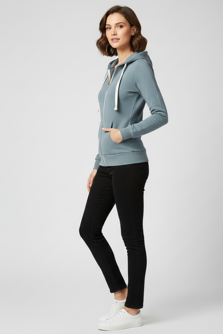 Women’s Hoodie with Front Zipper and Kangaroo Pockets