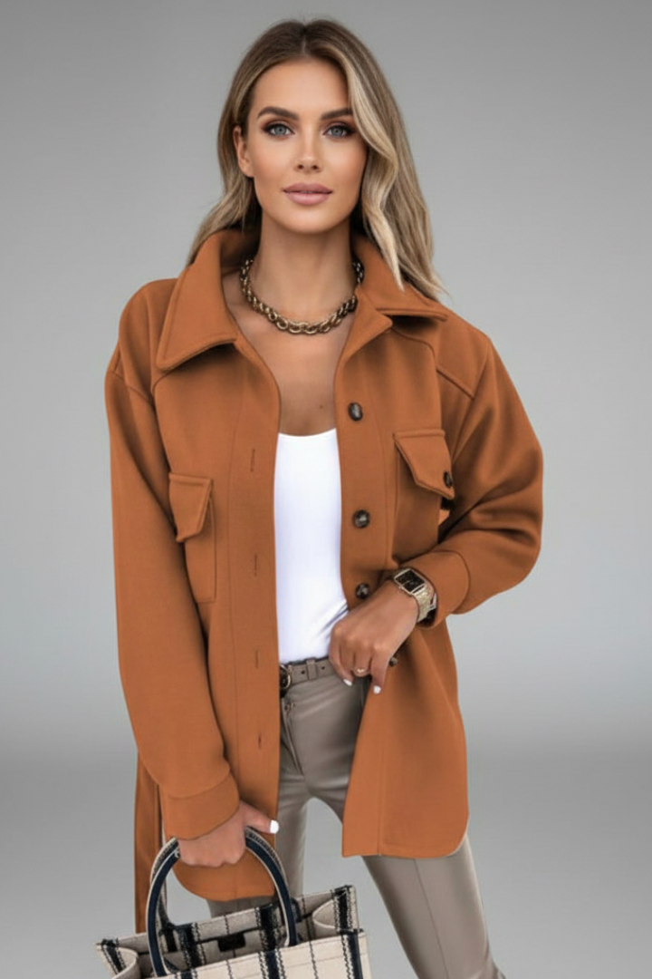 Women’s Jacket with Collar and Button Closure