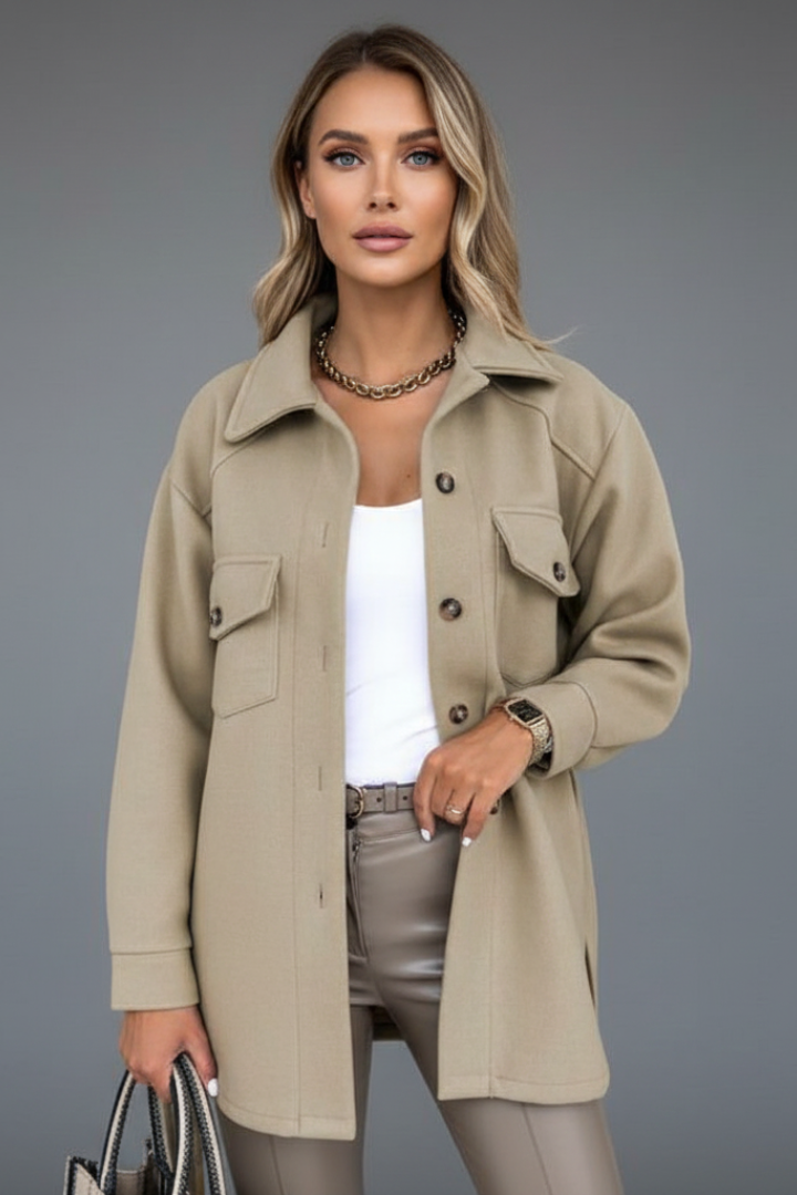 Women’s Jacket with Collar and Button Closure