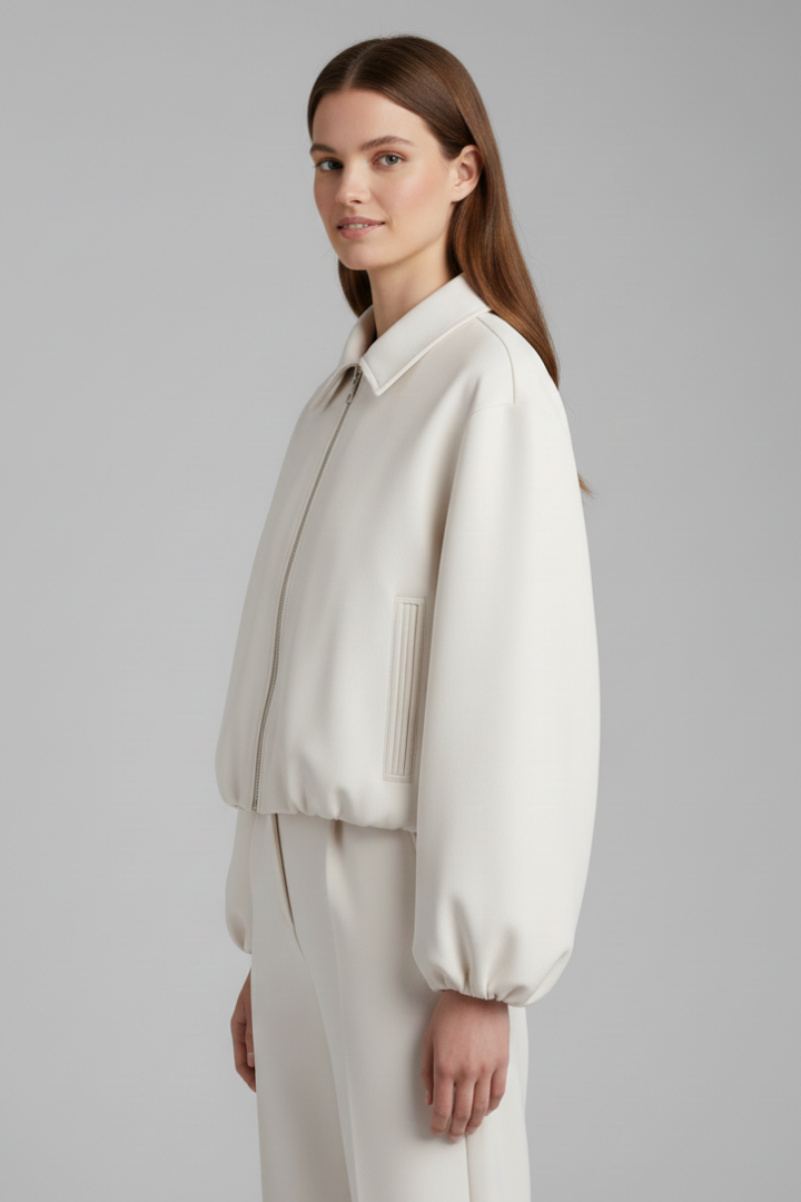 Women’s Jacket with Collar and Elasticated Hem