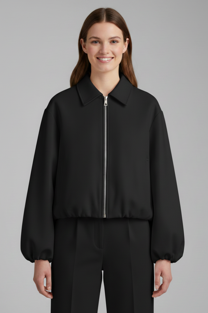Women’s Jacket with Collar and Elasticated Hem