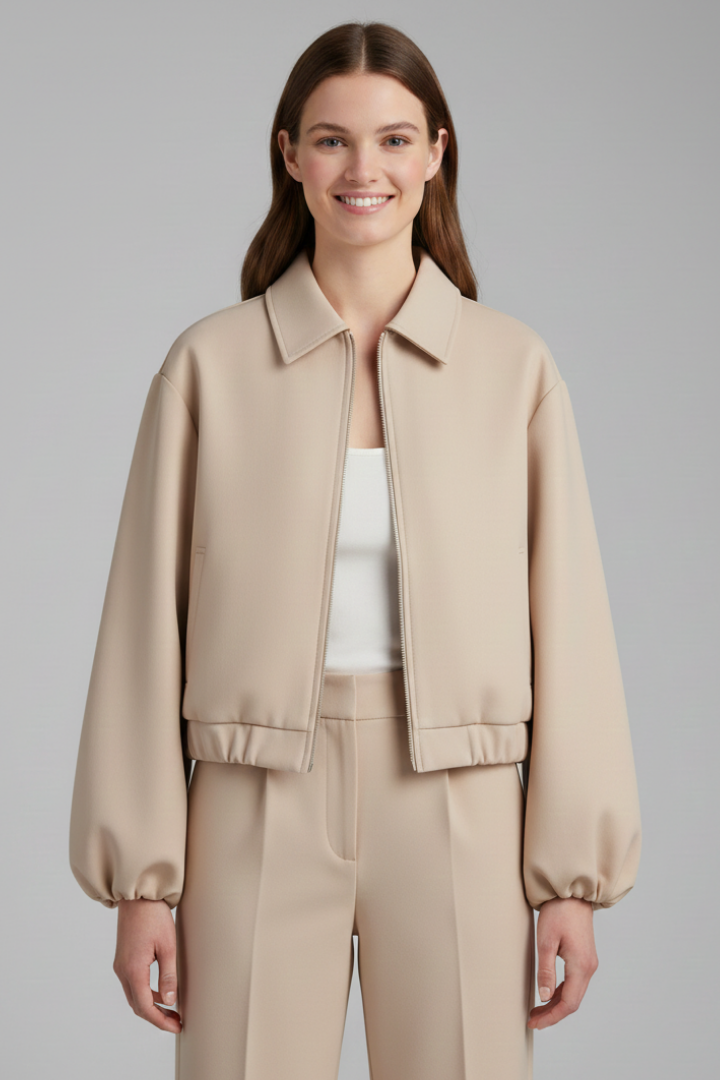 Women’s Jacket with Collar and Elasticated Hem