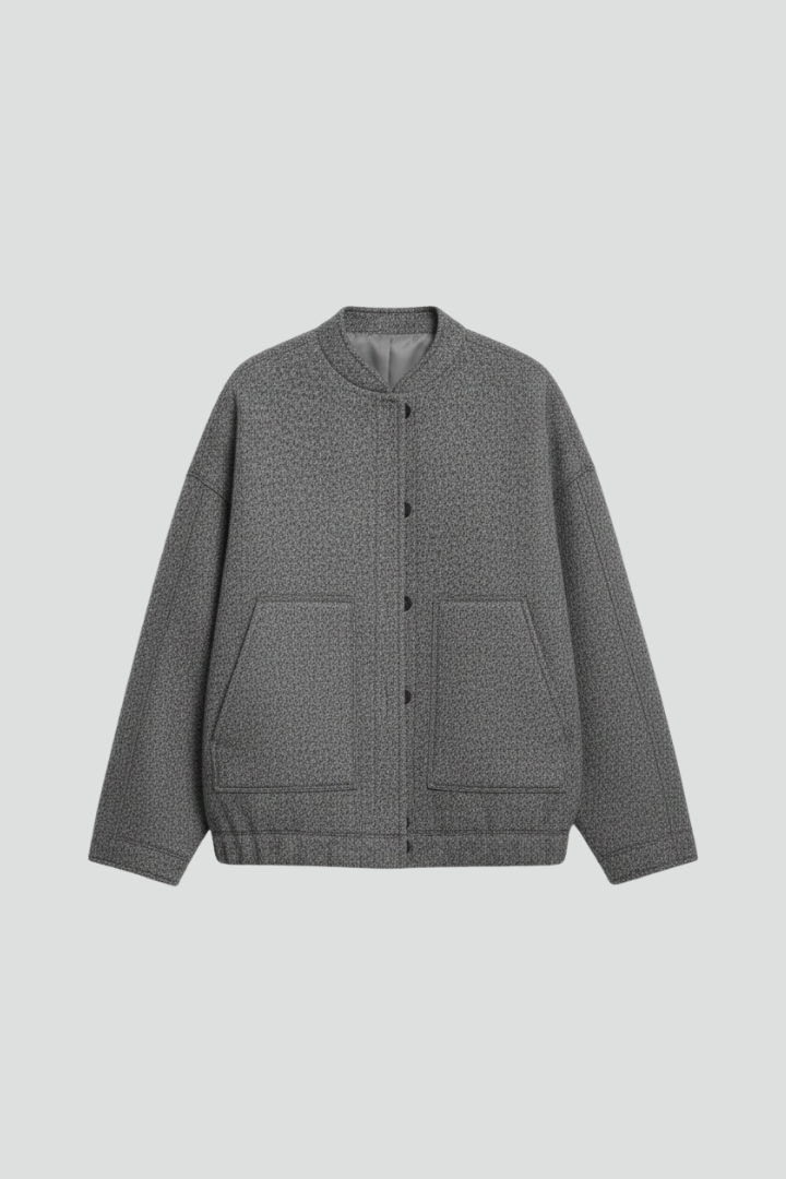 Women’s Jacket with Concealed Buttons and Wide Sleeves