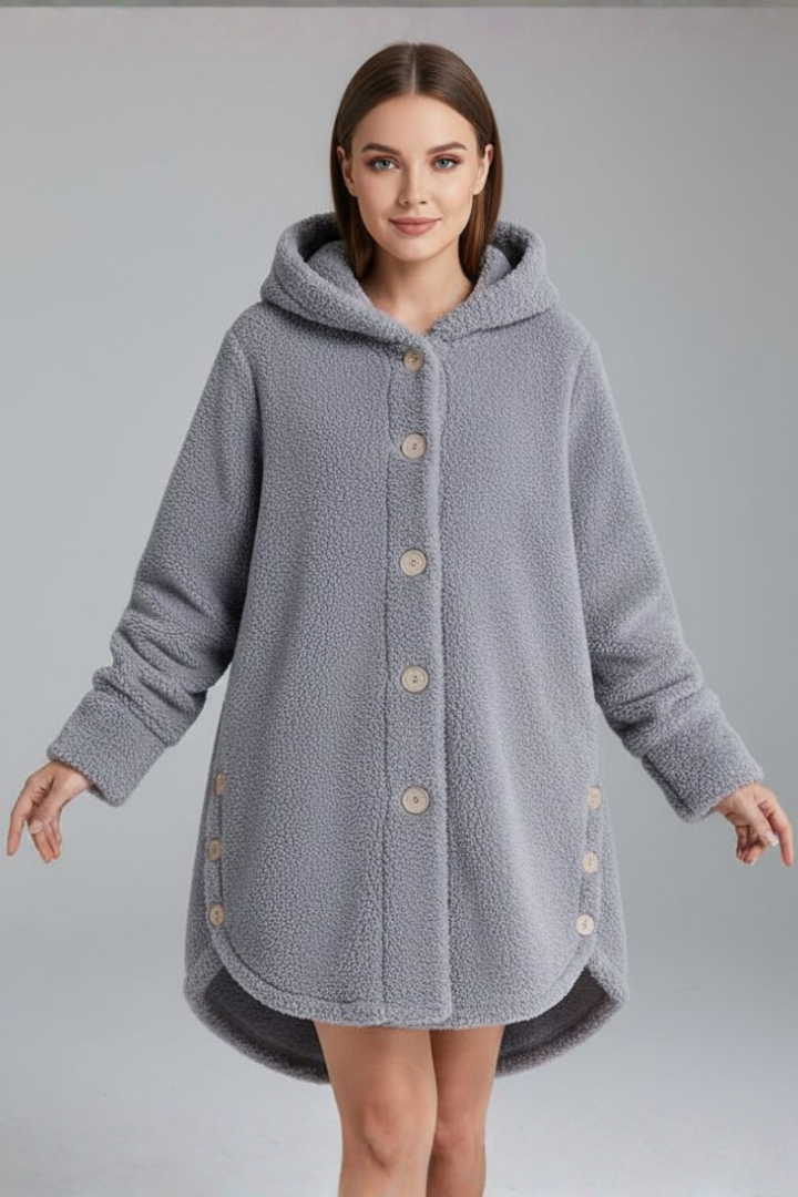 Women’s Jacket with Hood and Button Closure