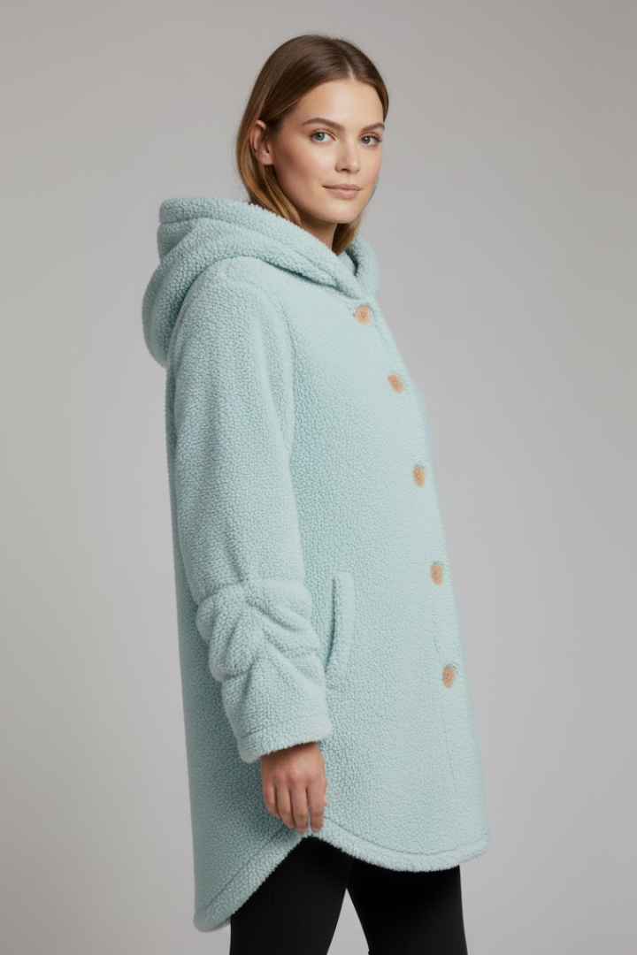 Women’s Jacket with Hood and Button Closure