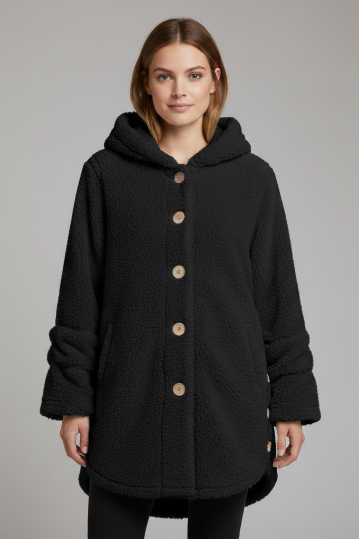 Women’s Jacket with Hood and Button Closure