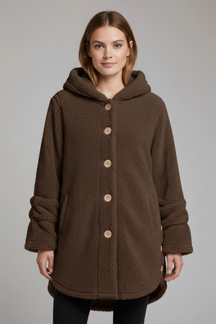 Women’s Jacket with Hood and Button Closure