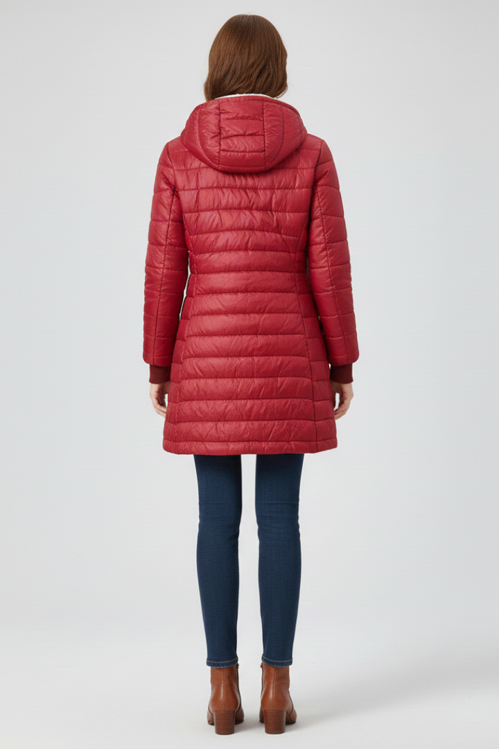 Women’s Jacket with Hood and Quilted Surface