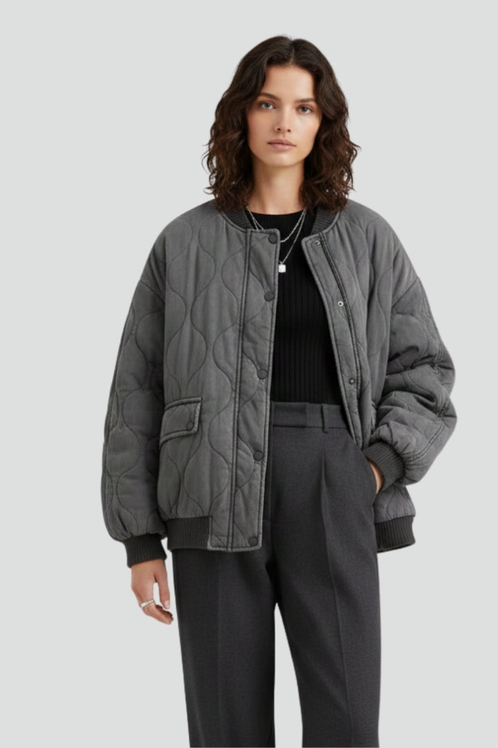 Women’s Jacket with Padded Surface and Zip Closure