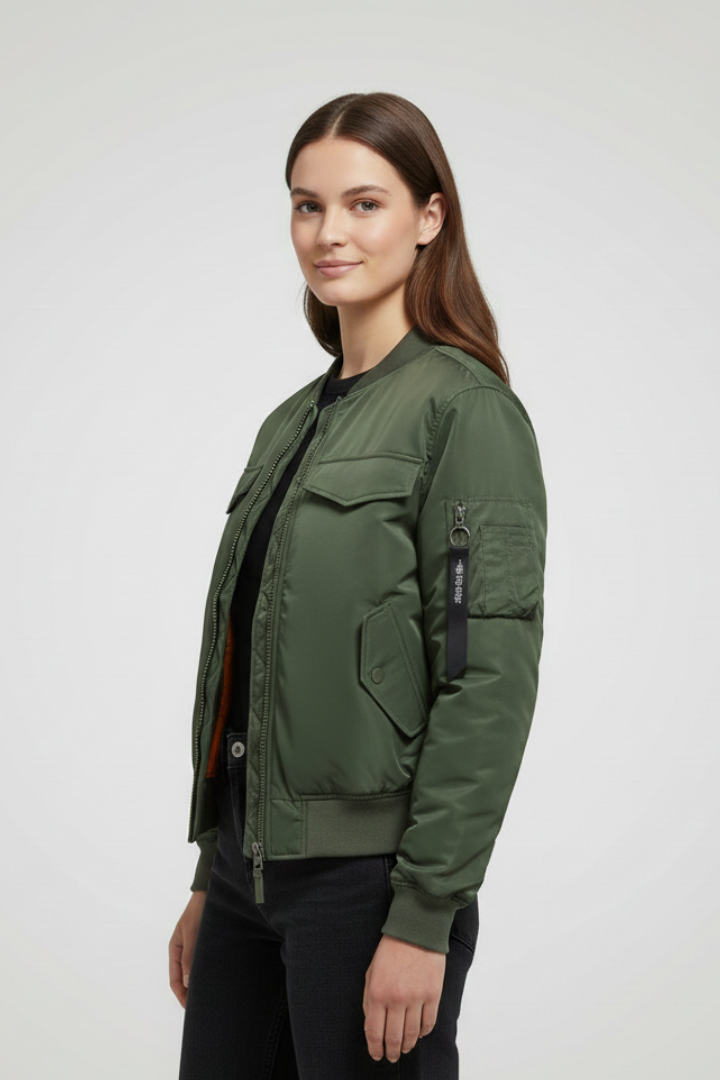 Women’s Jacket with Padded Surface and Zip Closure