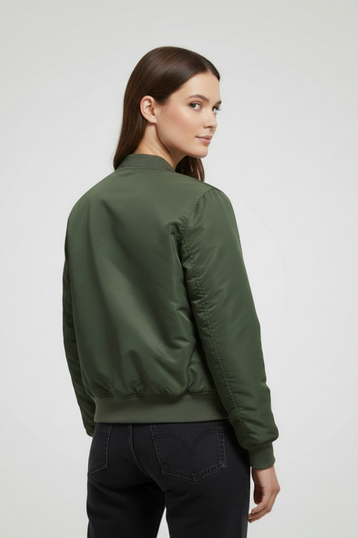 Women’s Jacket with Padded Surface and Zip Closure